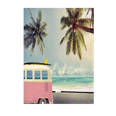 Imagem de Cobertor de pelúcia para surfe, minivan The Beach retrô inspirado nas nuvens de férias no céu de verão destino de lua de mel, cobertor micro-Fleece ultra macio e confortável para sofá ou quarto, 152