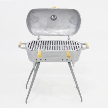 Imagem de Churrasqueira a Bafo Móvel Redonda Grande com Suporte Alumínio Fundido