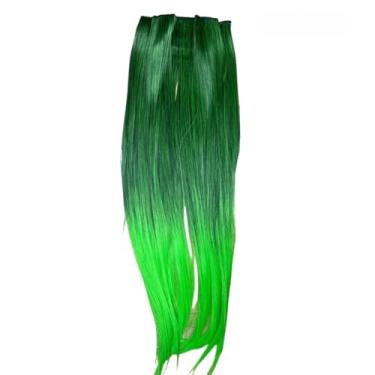 Imagem de Aplique Tic Tac de Cabelo Orgânico 70cm 150g – Textura Natural Similar ao Cabelo Humano (T1B/GREEN_LISO)