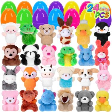 Imagem de Ovos de Páscoa pré-cheios com mini brinquedo de pelúcia para crianças (24 unidades)