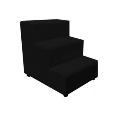 Imagem de Escada Escadinha Pet Cachorro 3 Degraus Rampa Suede Grace Preto