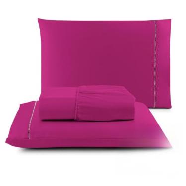Imagem de Super soft 400 fios conjunto de roupa de cama agulha fina conjunto de luxo(PINK,Solteiro)