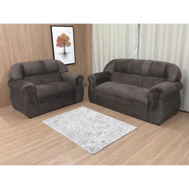 Imagem de Jogo de Sofá de 2 e 3 Lugares Luxo Resistente Marrom