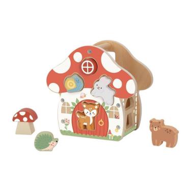 Imagem de Casinha Cogumelo Encaixe Formas Brinquedo Madeira Tooky Toy