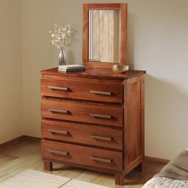 Imagem de Cômoda Lisboa 4 Gavetas Madeira Maciça Mogano - Lanes, Marrom