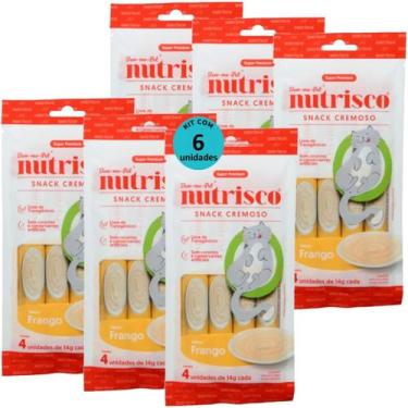 Imagem de Snack cremoso nutrisco gatos adultos 14g frango com 4 un - kit com 6