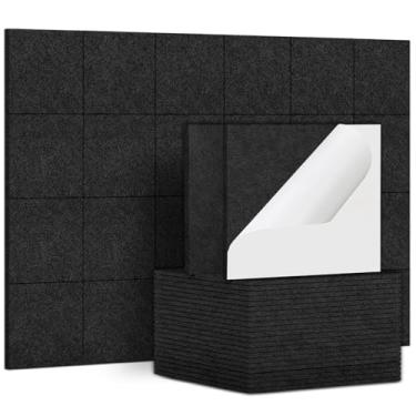 Imagem de TroyStudio 24 peças de painéis acústicos autoadesivos, telhas de revestimento de parede de 30,5 x 30,8 cm, painel de absorção de som, placas decorativas de amortecimento de eco reverberação para