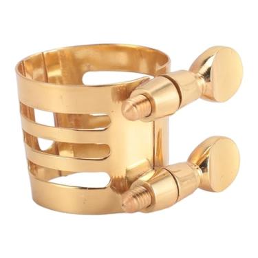 Imagem de Zhjvihx Fixador de Ligadura do Bocal, Fácil Instalar o Ouro Portátil de Clipe de Ligadura de Saxofone Portátil para Jogador para Sax Soprano