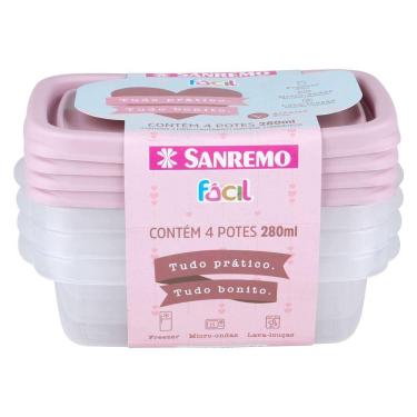 Imagem de Conjunto 4 Potes Plástico 280ml Sanremo SR160/4C Variado