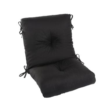 Imagem de LYLNBYWK Almofada para cadeira de jantar de pátio, almofada grossa para cadeira de balanço para ambientes externos, respirável e resistente ao desbotamento, 50,8 x 50,8 x 12,7 cm, preta