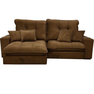 Imagem de Sofá Premium em Veludo 4 Lugares Retrátil e Reclinável 230cm Aifos Cor Marrom