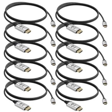Imagem de Cabo USB C para HDMI 90 cm, pacote com 10 unidades, fonte USBC para monitor HDMI/TV Videro, adaptador de cabo tipo-C para HDMI para transmissão de dados de computador (90 m, prateado)