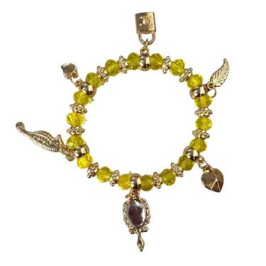 Imagem de Pulseira Oxum Abebê Umbanda Cristal Dourado E Silicone