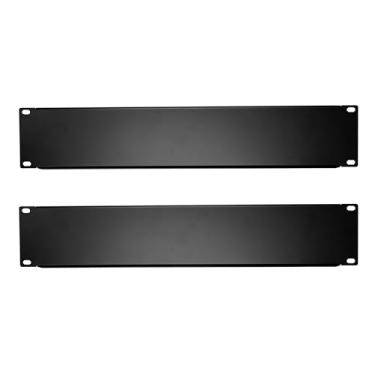 Imagem de ChaosssCo Painel de rack em branco 2U para gabinete de montagem em rack de 48 cm e armários de rede (preto, pacote com 2)