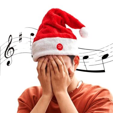 Imagem de Gorro Chapéu Natal Musical Movimenta Toca Música Natalina