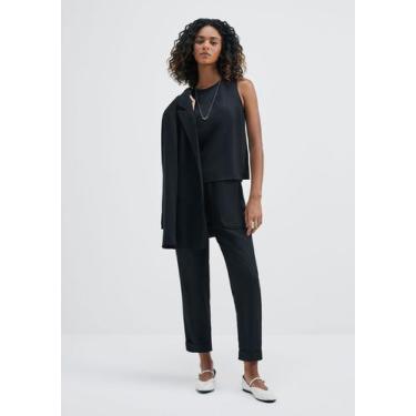 Imagem de Calça Feminina Carrot Cintura Alta Em Viscose Creponada - Hering, XG, 