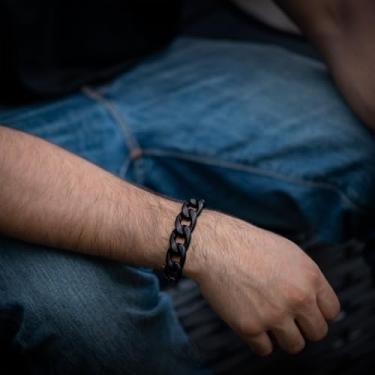 Imagem de Pulseira de aço inoxidável masculina elegante corrente fígaro de 12 mm preta/ouro/prata joia moderna, One Size, Aço inoxidável, Sem Pedra Preciosa