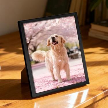 Imagem de Porta-retrato 15 x 20 cm, estilo moderno, para parede e mesa, suporte decorativo para fotos, acabamento minimalista brilhante, ideal para casa (preto)