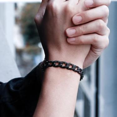 Imagem de Pulseira de corrente de elos cubanos para homens 9 mm de largura aço inoxidável/preto/ouro/prata banhado a prata joias unissex, One Size, Aço inoxidável, Sem Pedra Preciosa