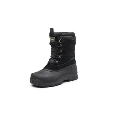 Imagem de Botas masculinas de inverno Uggs são à prova d'água, antiderrapantes, seguras e quentes em camurça clássica, forro destacável, sola de borracha antiderrapante, botas de cano médio, Black (Nh02), 9
