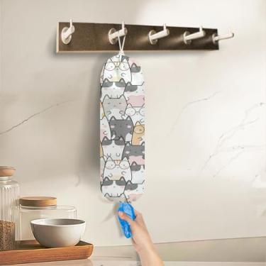 Imagem de Suporte de saco de plástico para gatos, suporte de sacola de compras, presentes para amantes de gatos, suportes de bolsa organizadora de plástico para compras, organizador de sacos de lixo para