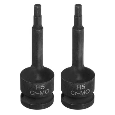 Imagem de Generic 2 peças H5 (5 mm) soquete de broca de impacto sextavado 1/5.1 cm soquete de chave de fenda CR-MO aço hexagonal alongado adaptador de soquete para chaves catracas elétricas parafusos de fixação