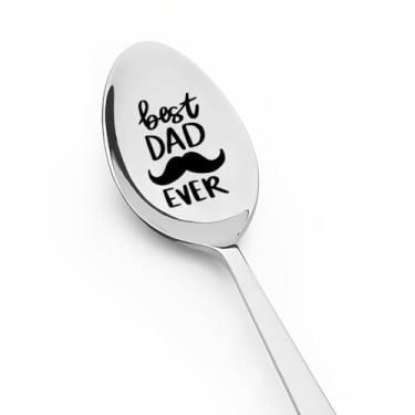 Imagem de Best Dad Ever Colher Presentes de Filha Filha, Presente de Dia dos Pais para Pais Presentes de Aniversário para Pai Gravado Sorvete Chá Café Amantes Colher para Pai Presente Engraçado de Aposentadoria