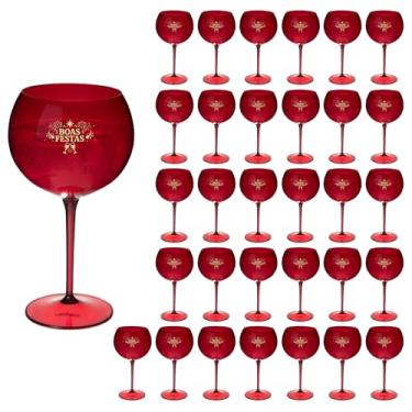 Imagem de Taça Acrílico 600ml Premium Taça Gin Boas Festas 32pçs (VERMELHO)