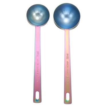 Imagem de Generic Conjunto de 2 colheres medidoras individuais, 1 colher de sopa (15 ml) / 2 colheres de sopa (30 ml) colher de chá/colher de sopa de aço inoxidável 304 única pequena tigela quadrada colher de
