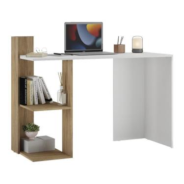 Imagem de Escrivaninha Mesa Para Computador Dubai Multimóveis V6002 Branca/Rustic Branco/Rustic