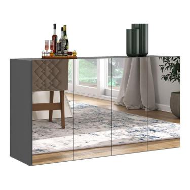 Imagem de Aparador Buffet 4 Portas Com Espelho Vegas Multimóveis V3558 Grafite Grafite