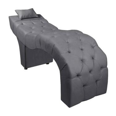 Imagem de Maca Estofada Para Clínica De Estética Facial Com Capitonê Andressa Suede Cinza Speciale Home Cinza