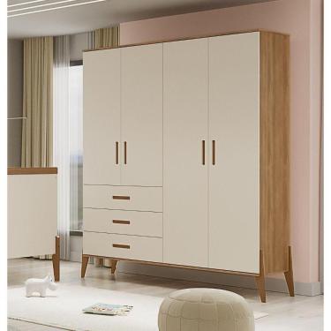 Imagem de Guarda Roupa Emilly Off White Carvalho 4 Portas Canaã Baby