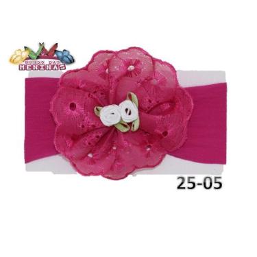 Imagem de 1 Faixa Cabelo C/Laço Infantil Bebê Meia De Seda Mod 25 - Mundo das Me