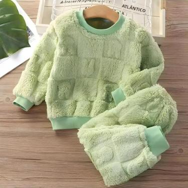 Imagem de Conjunto De Pijamas De Veludo Para Meninos E Meninas, Roupa De Inverno