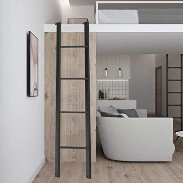 Imagem de OKUOKA Escadas, cama queen loft apenas com ganchos ajustáveis, escada de beliche para trailer de viagem mais alta, escada resistente de metal para trailer, carro, barco, dormitório, escada/preta/55 m