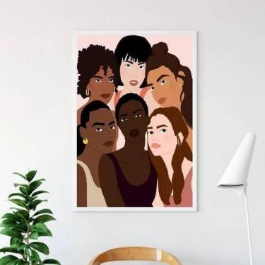 Imagem de Quadro Somos Todas Lindas 24X18 Com Vidro - Madeira Branca - Quadros O