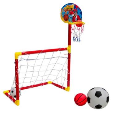 Imagem de Trave de Futebol Cesta de Basquete 2 em 1 com Bolas - IMPORTWAY
