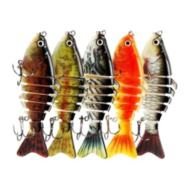 Imagem de Iscas de truta | Isca de pesca robótica realista, flutuante robótica, articulada, rígida, multiartificial, para peixe-gato, água salgada, natação escura, água doce