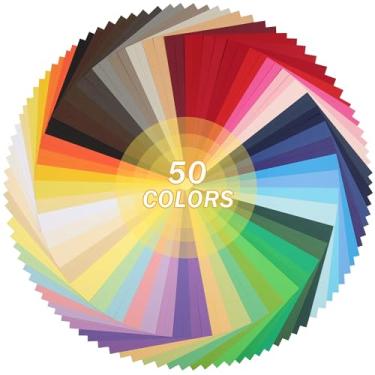Imagem de 100 folhas de cartolina colorida – 50 cores mistas de papel cartolina 21,6 cm x 28 cm de espessura, 180 g/m² / 29,5 kg para fazer cartões, artesanato DIY, scrapbooking, festa UAP28MX100