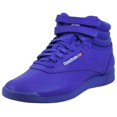 Imagem de Reebok Tênis feminino Freestyle Hi cano alto, roxo solar/roxo solar/branco futuro, tamanho 40