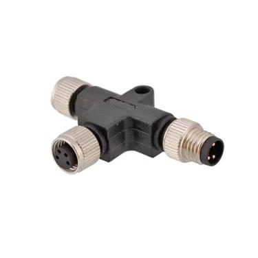 Imagem de Adaptador de conector fêmea masculino à prova d'água M8 3Pin 4Pin para cabo sensor - IP67 com classificação um a dois plugue conversão(M8 T type,4Pin)