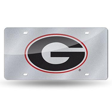 Imagem de Placa de identificação automática NCAA Georgia Bulldogs com corte a laser, 30 x 15 cm, prata
