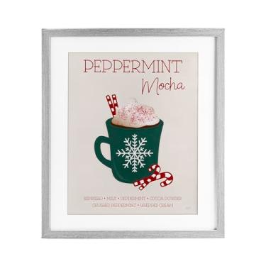 Imagem de Stupell Industries 'Peppermint Mocha Seasonal Drink', Impressão emoldurada sob vidro, cinza, 13 x 16