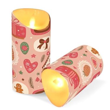 Imagem de ATTX Pacote com 2 velas de árvore de doces de Natal sem chamas – 7,6 cm x 9,9 cm de LED com controle remoto e temporizador para casa, casamento, decoração de acampamento #740