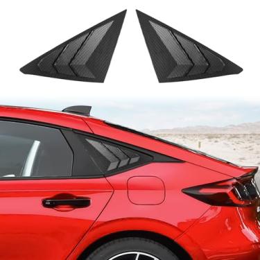 Imagem de CKE 2 peças para 11ª geração Civic Hatchback para Honda Civic 2022 2023 2024 acessórios de carro exterior traseira janela traseira persianas de ventilação de ar persianas estilo fibra de carbono