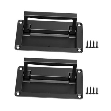 Imagem de Puxador de porta embutido em liga de zinco preto, puxador embutido para porta de acesso à gaveta caixa de ferramentas de porta de espaço, puxadores de gaveta de hardware de cozinha (1 pacote, 11 x 6,9