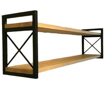 Imagem de Prateleira Industrial de Parede com Suporte Estante Decorativa em Madeira Pinus Prateleira para Sala Cozinha e Quarto (20 x 60cm completa)