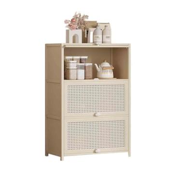 Imagem de hezhuhe2258 Aparador de sala de jantar um aparador de cozinha de três camadas com armazenamento para café e chá e compartimentos de armazenamento de parede (médio)