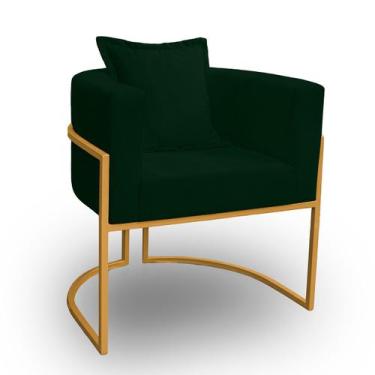 Imagem de Poltrona para Sala Base de Metal Dourada Reforçada Liz Veludo - LH Dec